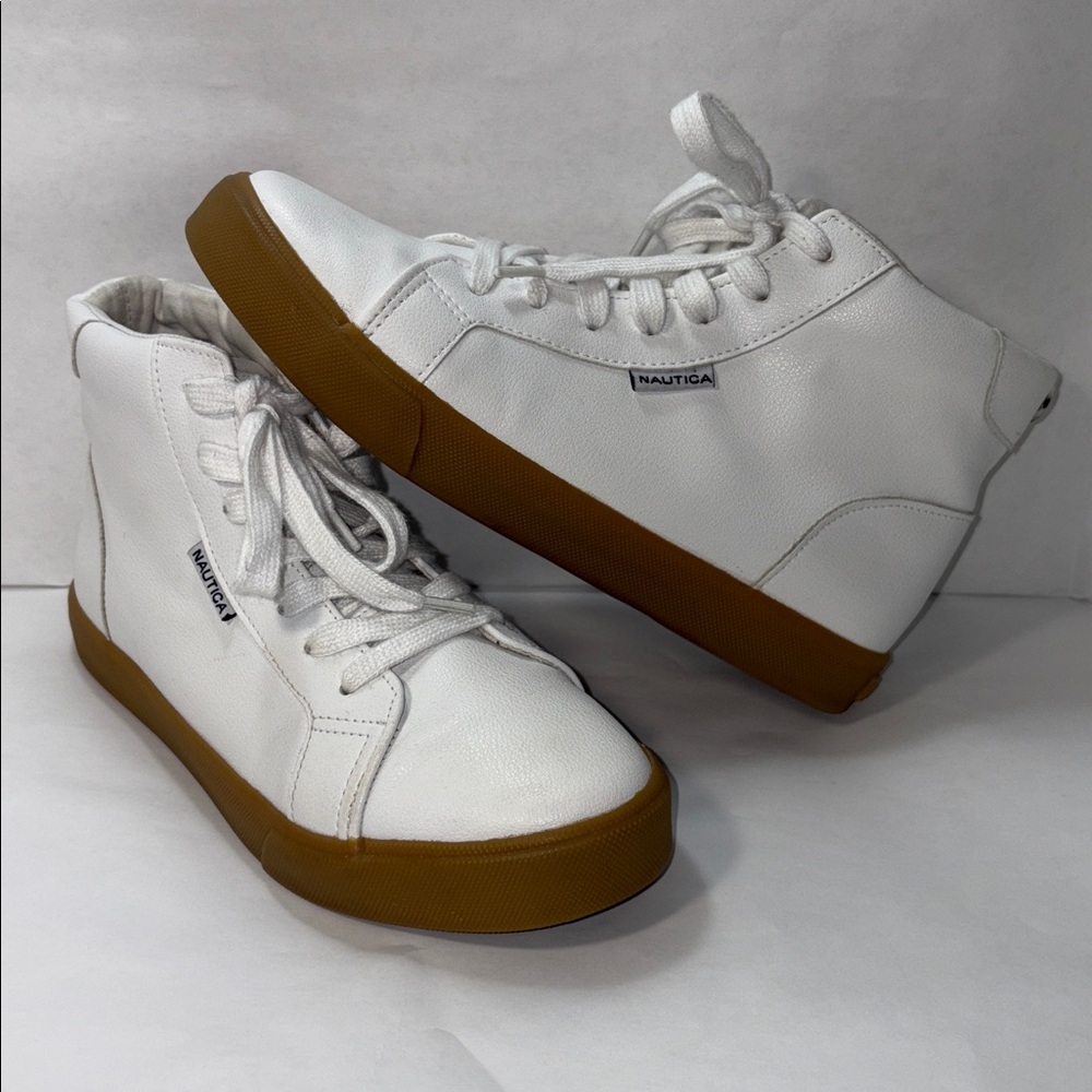 Nautica White Y2K Vintage Skater High-Top Sneakers